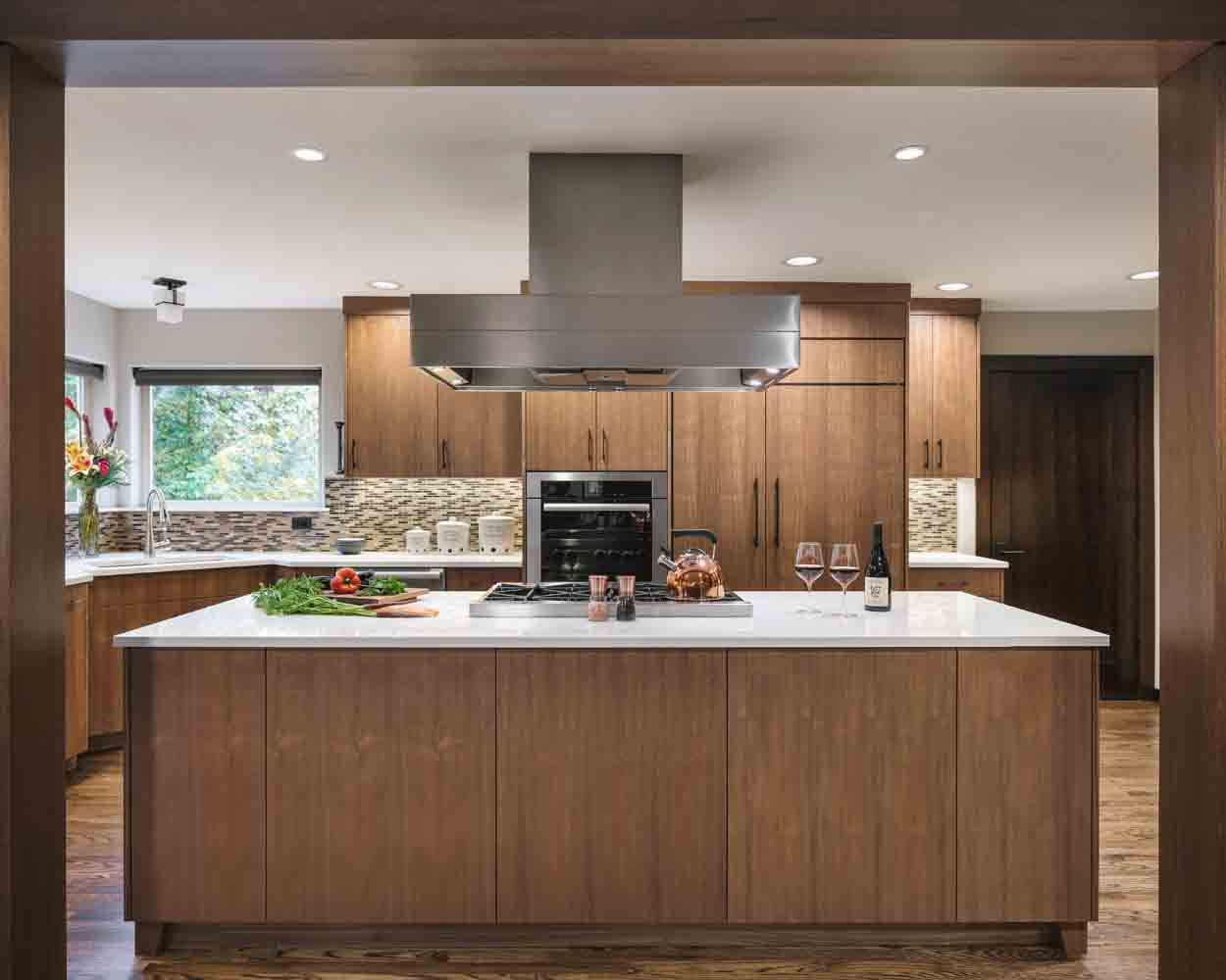 hardwood kitchen cabinets in modern kitchen